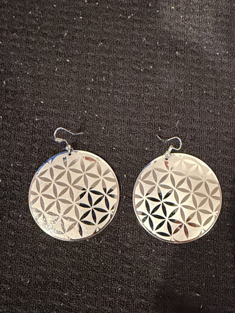 Silver Geometric Circle Drop Earrings - Women Jewelry